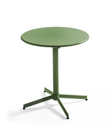 Ensemble table de jardin et 4 fauteuils métal vert cactus