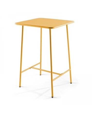 Ensemble table de bar et 4 chaises hautes en métal jaune