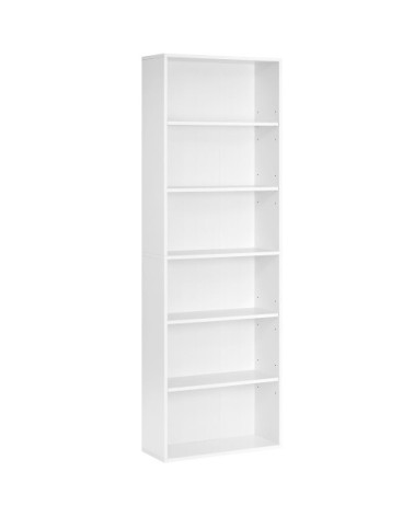 Étagère à 6 niveaux style scandinave effet bois blanc