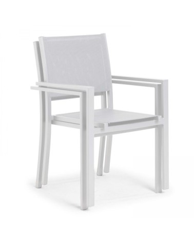 Lot de 2 fauteuils de jardin aluminium et textilène blanc