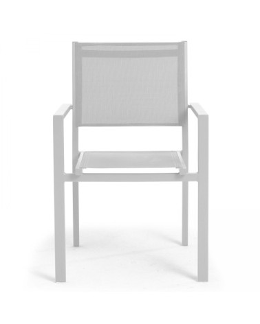 Lot de 2 fauteuils de jardin aluminium et textilène blanc