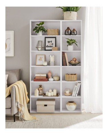 Étagère à 6 niveaux style scandinave effet bois blanc