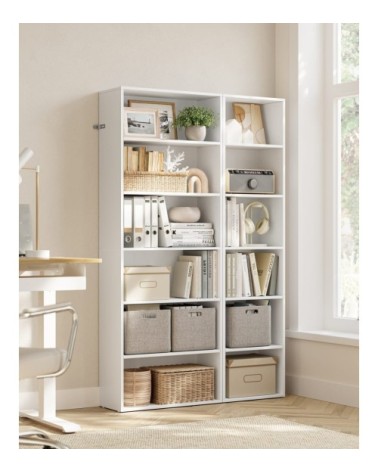 Étagère à 6 niveaux style scandinave effet bois blanc
