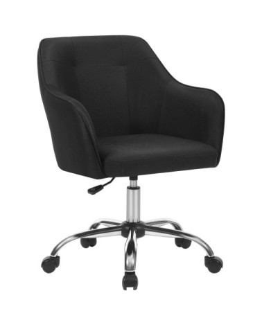 Chaises de bureau pivotant acier tissu coton-lin noir
