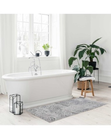 Tapis de bain motif paisley gris 80x150