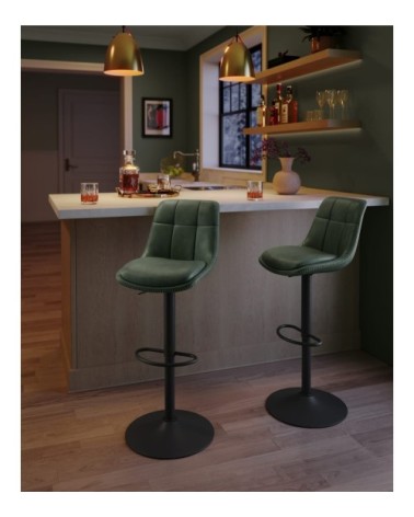 Tabourets de bar lot de 2 polyuréthane acier mousse vert forêt