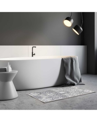 Tapis de bain style vintage tons de gris impression digitale 80x150