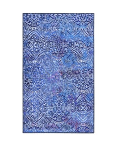 Tapis de bain motif paisley bleu 60x100