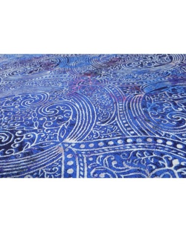 Tapis de bain motif paisley bleu 60x100