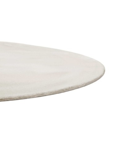 Tapis rond tufté mèches rases blanc cassé crème 120 D