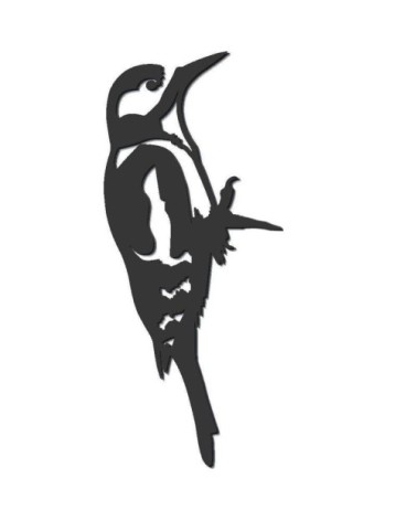 Oiseau sur pique pic epeiche en acier corten