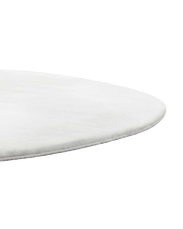 Tapis rond tufté mèches rases (15 mm) blanc 120 D