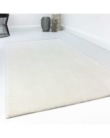 Tapis tufté mèches rases (15mm) blanc 120x170