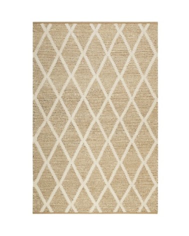 Tapis plat tissé main jute et laine vierge motif losange 160x230