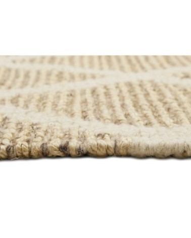 Tapis plat tissé main jute et laine vierge motif losange 160x230