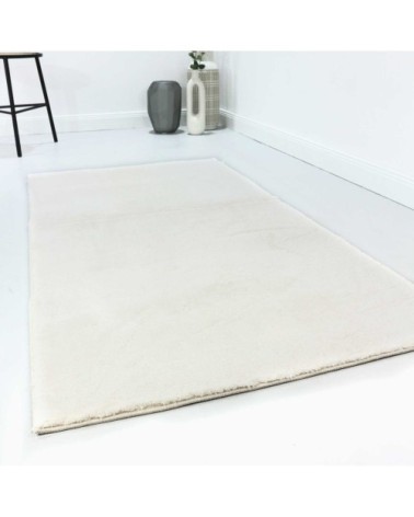 Tapis tufté mèches rases blanc cassé crème 120x170