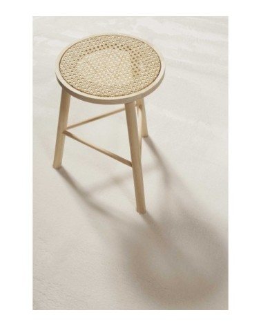 Tapis rond tufté mèches rases blanc cassé crème 200 D