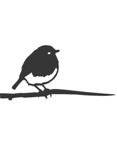 Oiseau à planter rouge gorge en acier corten hauteur 14cm