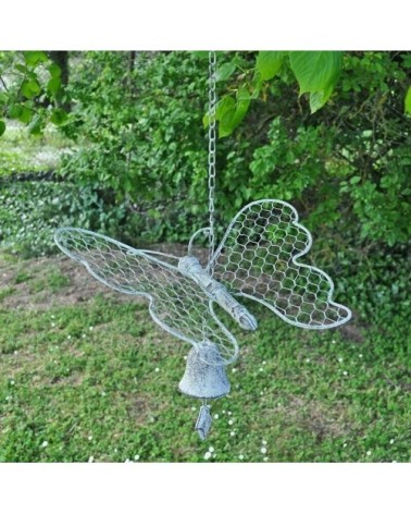 Cloche de jardin papillon blanc patiné