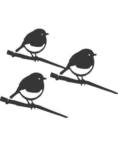Oiseaux à planter mini rouge -gorge en acier corten (lot de 3)