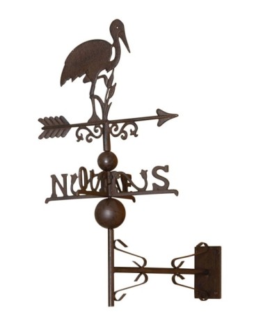 Girouette cigogne avec frise en fonte