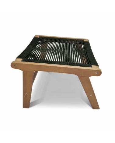 Fauteuil relax en eucalyptus et corde noir avec repose pieds