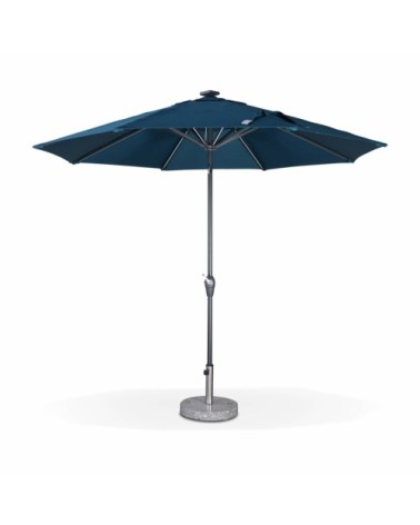 Parasol led D 2,7m bleu canard, mât central, lumière intégrée