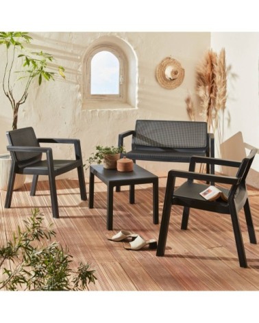 Salon de jardin 4 places résine graphite l alice's