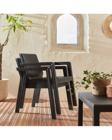 Salon de jardin 4 places résine graphite l alice's