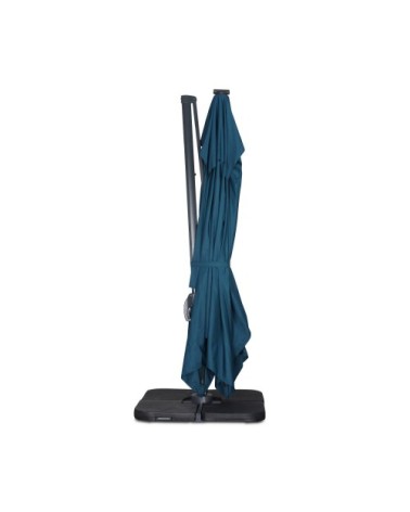 Parasol déporté solaire led 3x4m luce bleu canard