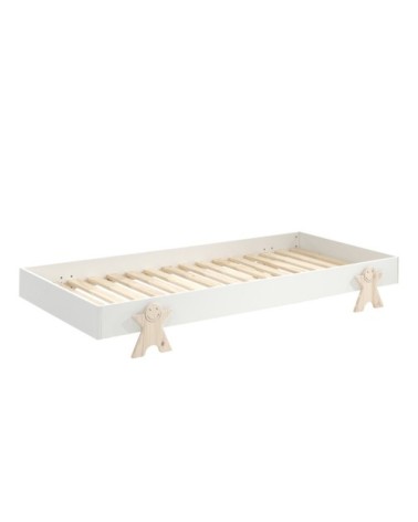 Lot de 3 lit empilable 90x200 sommier inclus blanc
