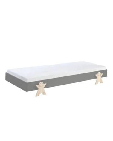 Lit empilable 90x200 sommier inclus gris