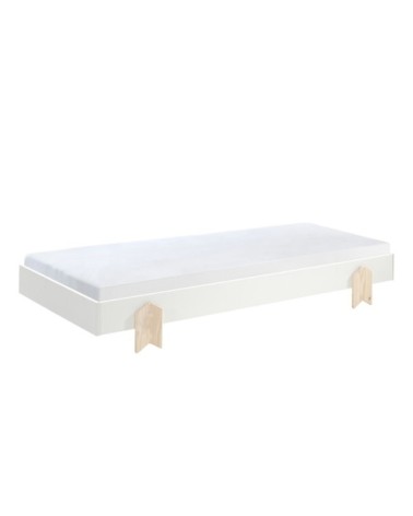 Lot de 3 lit empilable 90x200 sommier inclus blanc
