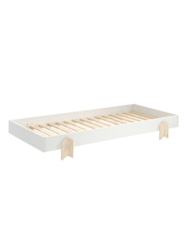Lot de 3 lit empilable 90x200 sommier inclus blanc