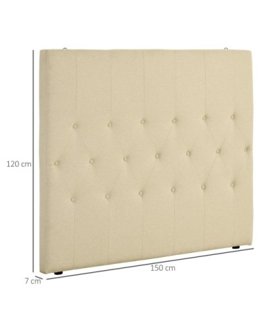 Tête de lit capitonnée rembourrée MDF coton polyester beige