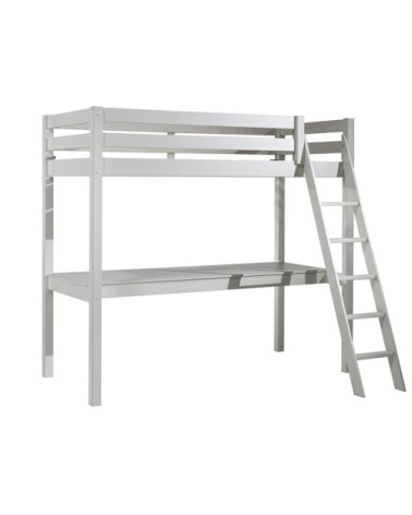 Lit mezzanine 90x200 sommier inclus bureau blanc