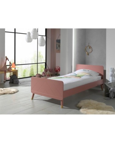 Lit 90x200 sommier inclus rose