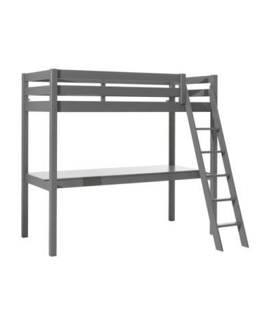 Lit mezzanine 90x200 sommier inclus bureau gris