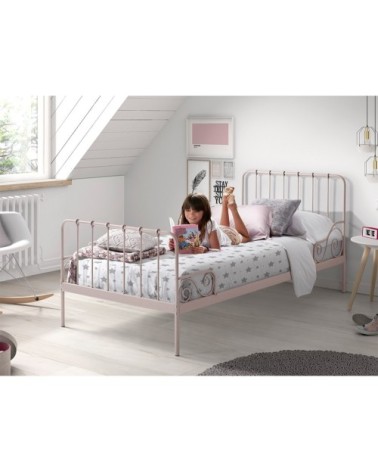 Lit 90x200 sommier inclus rose