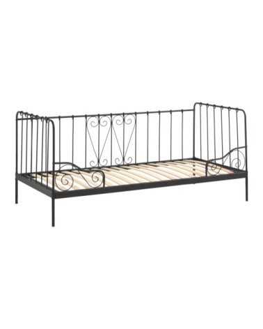 Lit capitaine 90x200 sommier inclus noir