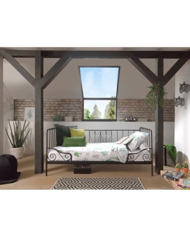 Lit capitaine 90x200 sommier inclus noir