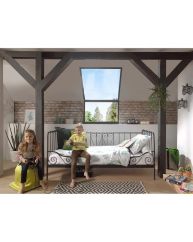 Lit capitaine 90x200 sommier inclus noir