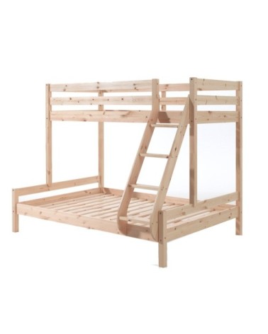 Lit superposé 90x200 140x200 sommier inclus naturel