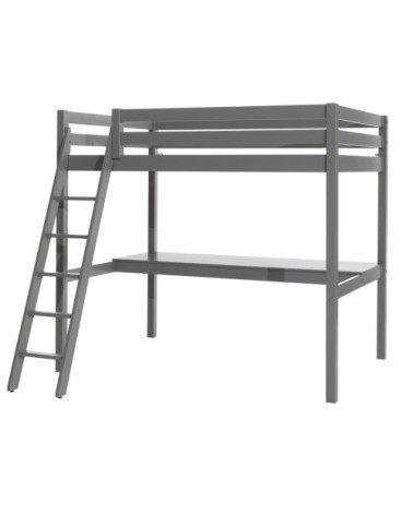 Lit mezzanine 140x200 sommier inclus bureau gris