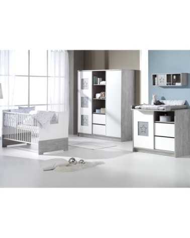 Commode 1 porte 2 tiroirs plan blanc gris