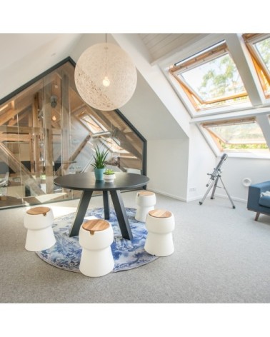 Tabouret champ liège polyéthylène blanc