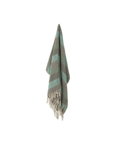 Plaid en coton recyclé bleu 160x130