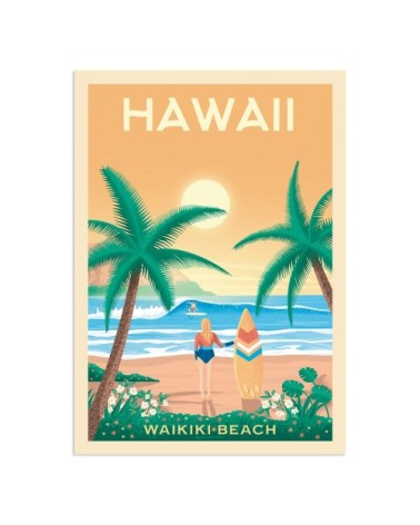 Affiche Hawaii Waikiki  21x29,7 cm