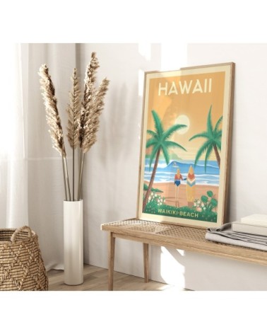 Affiche Hawaii Waikiki  30x40 cm