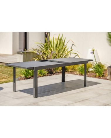 Ensemble repas de jardin 10 places en aluminium gris anthracite